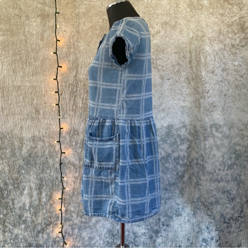 🪩Wonder Nation Blue and white Denim dress size girls L 10/12 - Picture 4 of 7